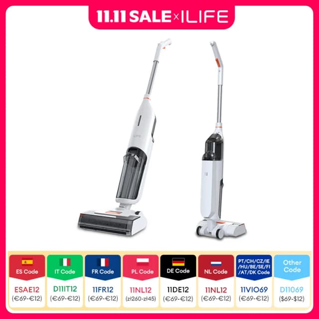 ILIFE W90 draadloze draadloze nat-droog slimme dweilwas, 5500 Pa zuigkracht, 1 min zelfreinigend, grote dubbele watertank