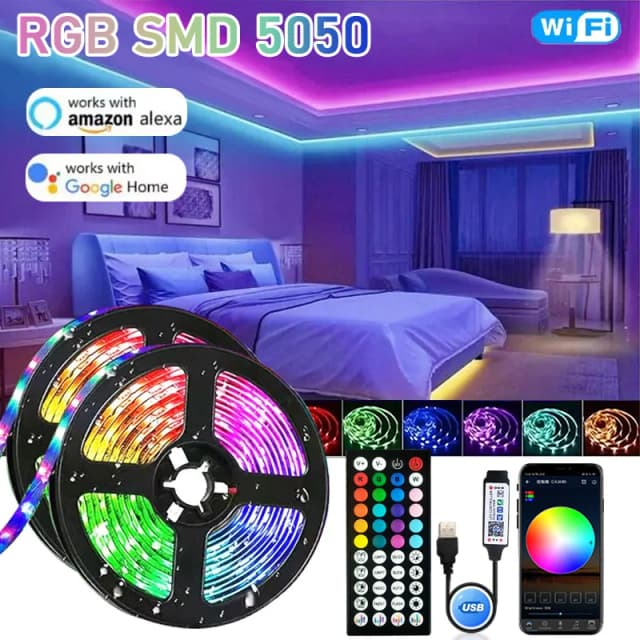 1-30M Led Strip Verlichting Bluetooth APP Controle RGB LED Verlichting voor TV USB 5V WIFI Led Tape voor TV Backlight Kamer Feestdecoratie