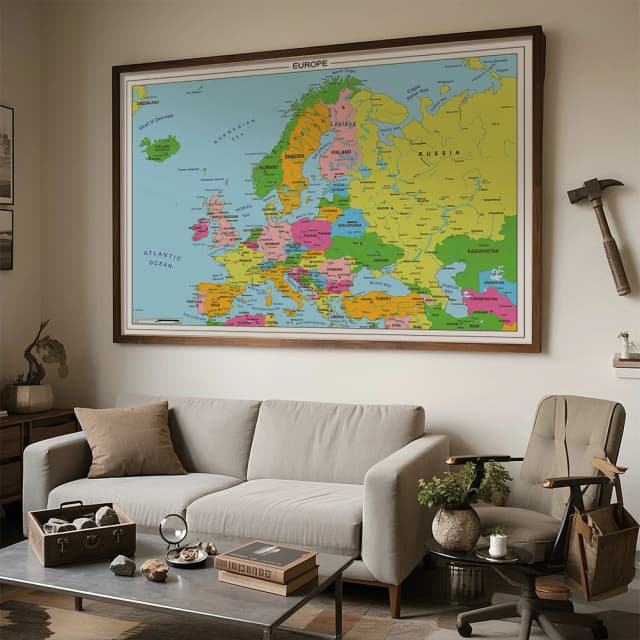 Grote Europa Kaart Poster in Engels Non-woven Vinyl Stof Schilderij Kantoorbenodigdheden Slaapkamer Thuis Wanddecoratie 225*150 cm