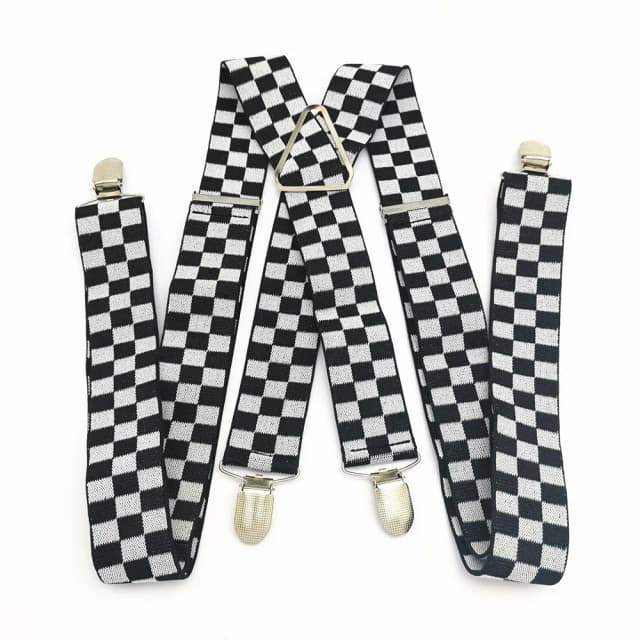 Nieuwe Zwart Wit Plaid Verstelbare Bretels Mannen Vrouwen 3.5 CM Brede Elastische Band X Terug Volwassen Jarretel Bretels 3 Size accessoires