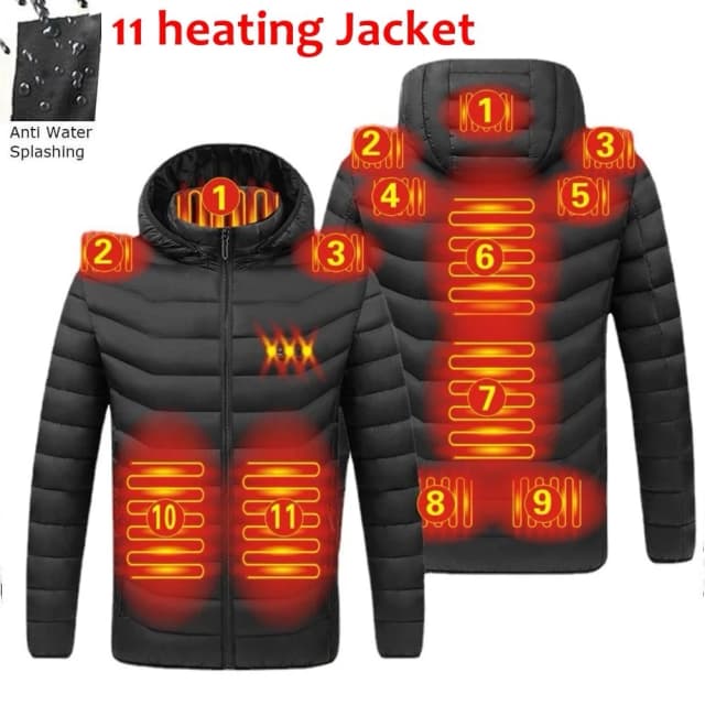 Herenparka Winter Warm USB Verwarming Jassen Slimme Thermostaat Pure Kleur Capuchon Verwarmde Kleding mannelijke bobojaco Warm gewatteerde jas