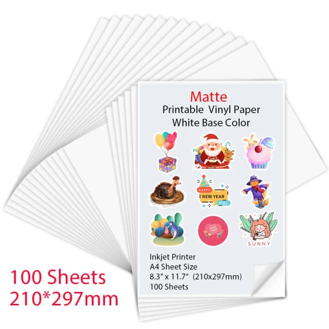 10-100 Vellen A4 Zelfklevend Mat Bedrukbaar Vinylstickerpapier Voor Inkjetprinter Diy Ambachten Kopieerpapier Inkjetprinterpapier