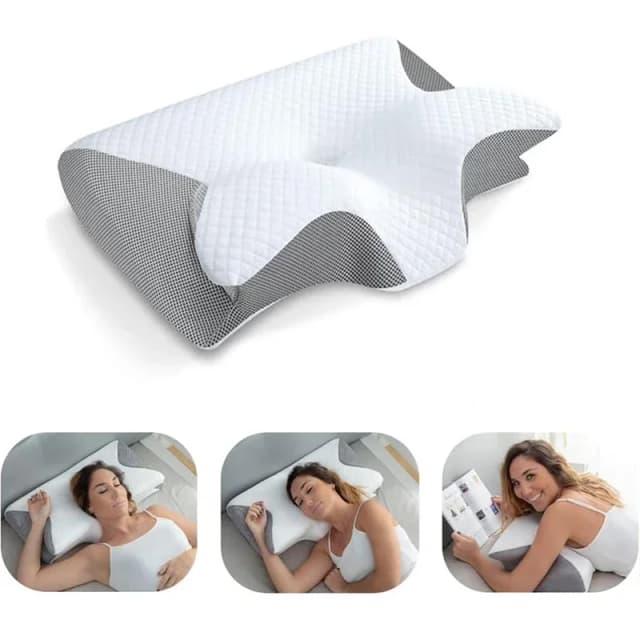 1 st Memory Foam Cervicaal Kussen, 2 in 1 Ergonomisch Contour Orthopedisch Kussen voor Nekpijn, Voorgevormde Ondersteuning Kussens, Nekkussen