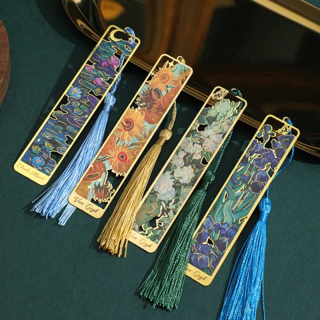 1 Stuk Retro Bloemenpainting Metalen Bladwijzer Holle Bronzing Bladwijzer Met Kwast Voor Boekenclublezer Schrijvers Boekenliefhebbers Studenten