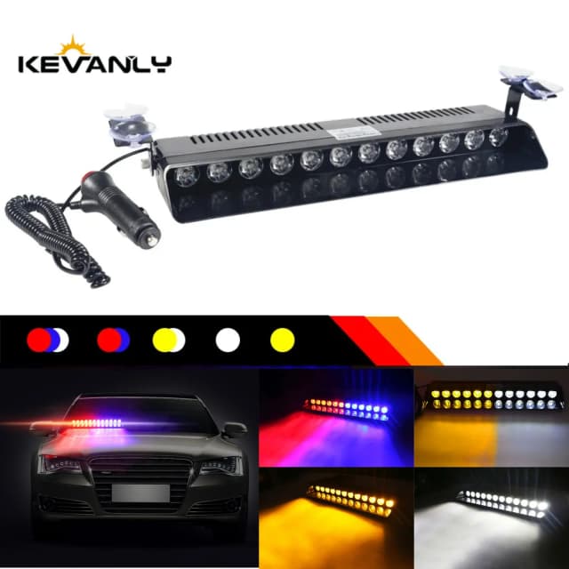 12LED Emergency LED Stroboscooplicht Politie voor Auto Vrachtwagen Rood Blauw Amber Wit LED Flasher Baken Waarschuwingslamp Auto Licht Montage