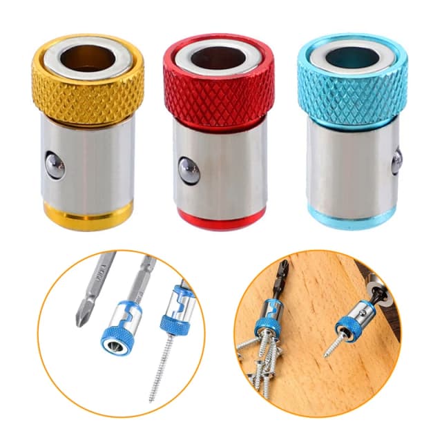 3PC Universele 1/4 Batch Head Gekleurde Magnetische Spoel Metalen Schroevendraaier Hoofd Positionering Magnetiseur Elektrisch Gereedschap Accessoireset