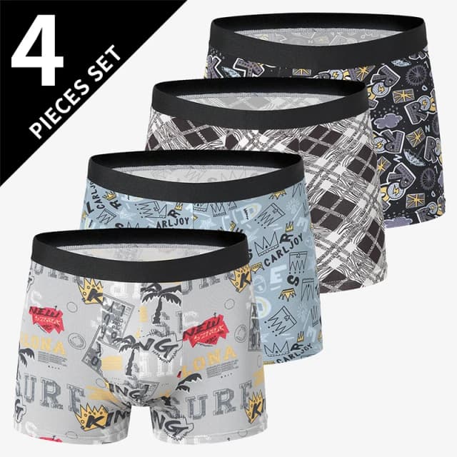 4-pack Europese en Amerikaanse maat HEREN MODE Bedrukt boxerondergoed Comfortabele zwembroek Oversized ondergoedshorts