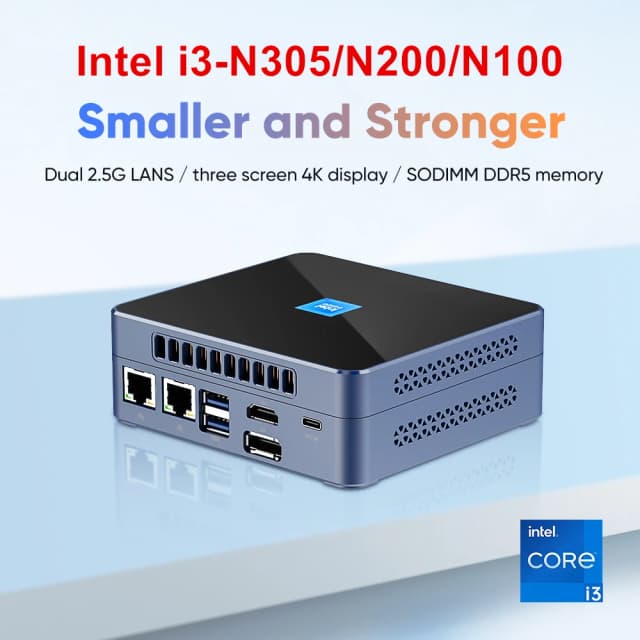 Topton M9S Mini PC 12e generatie Intel i3 N305 N200 N100 DDR5 PCIE3.0x4 2xIntel 2.5G Firewall Computer Kantoor PC Windows 11 NUC WiFi6