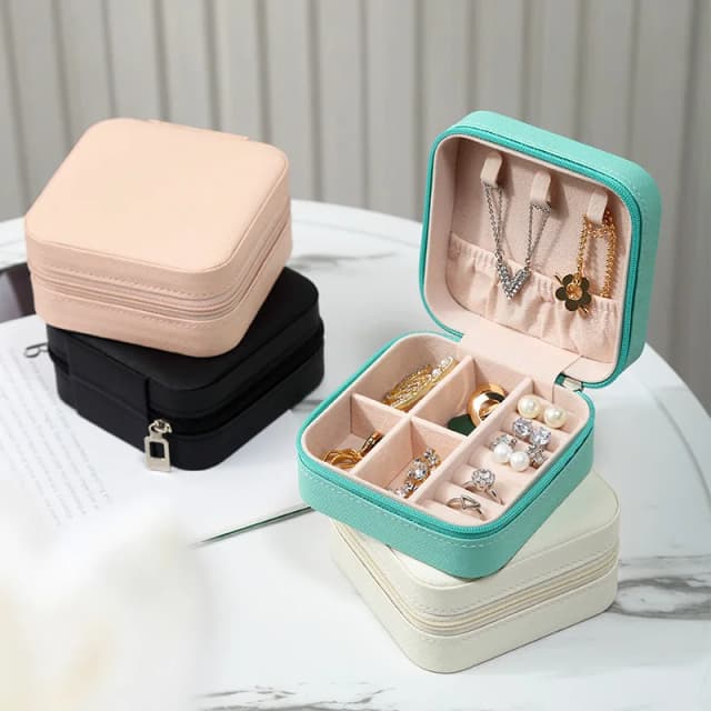 Draagbare Mini Sieraden Opbergdoos Reisorganisator Sieraden Case Lederen Opslag Oorbellen Ketting Ring Sieraden Organisator Display