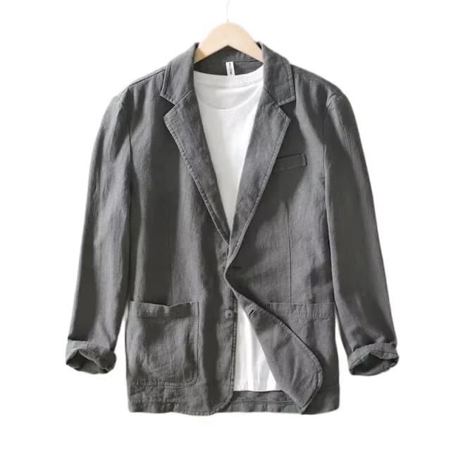70% Linnen 30% Katoen Ademend Heren Blazer Jasje Voor Mannen Zwarte Jas Voor Zomer Business Lichtgewicht Mannelijke kleding 2024