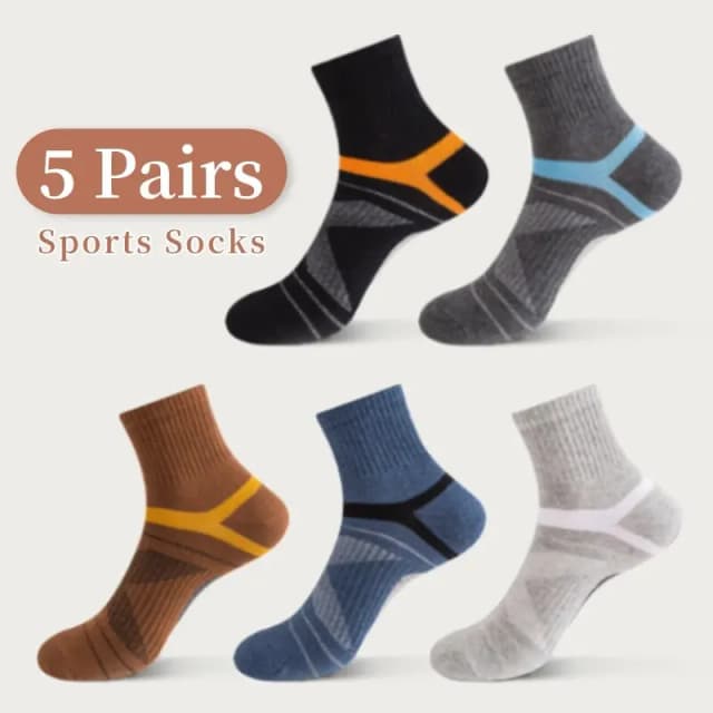 5 Paar Heren En Dames Vier Seizoenen Outdoor Fietsen Hardlopen Voetbal Comfortabele En Modieuze Katoenen Mid-Calf Sokken