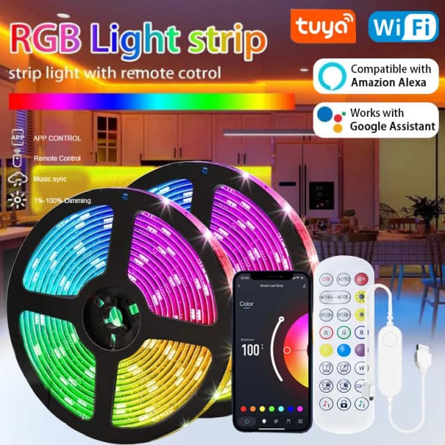 Tuya LED-striplicht WIFI APP Controle 5050 RGB Led-verlichting Alexa Flexibel lint Luces Led 5V USB TV BackLight Kamerdecoratie