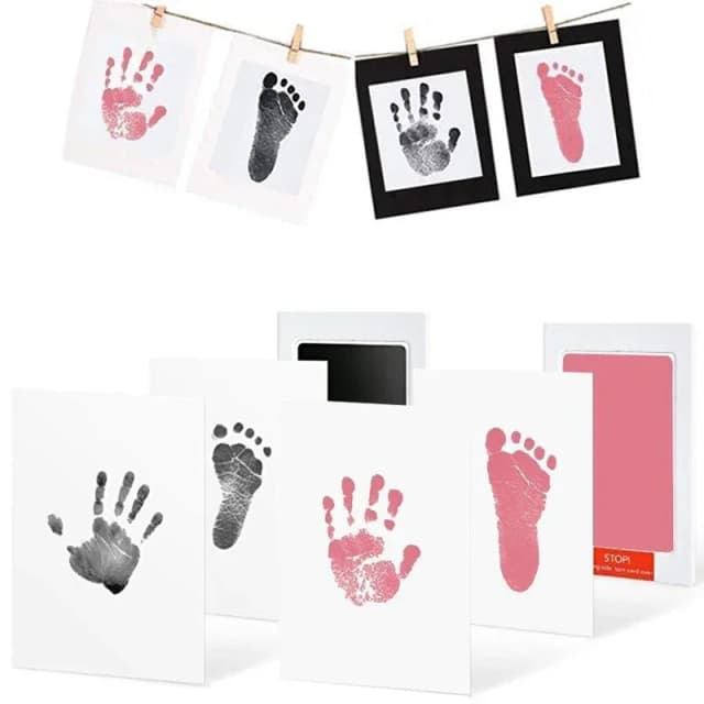 Veilige, niet-toxische baby voetafdrukken en handafdrukken zonder huidcontact, inktloze inktkussensets voor 0-10 maanden oude pasgeborenen en huisdieren (honden) – voetafdrukken souvenir