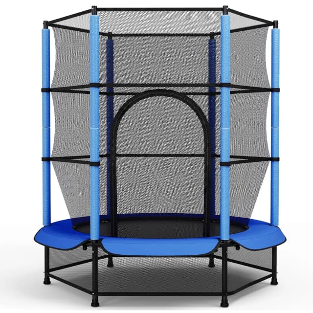 Trampoline voor kinderen, Ø 140 cm mini-peutertrampoline met veiligheidsnet, ingebouwde ritssluiting, ronde trampoline binnen en buiten