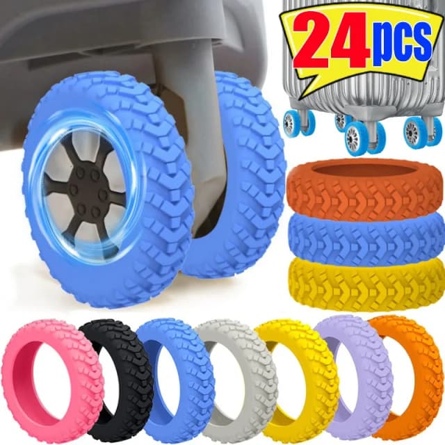 1/24 Stuks Dikker Textuur Siliconen Wielen Protector Voor Bagage Verminder Lawaai Reisbagage Wielen Cover Bagage Accessoires