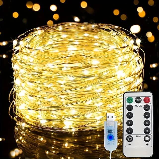 5/10/20/30M Afstandsbediening Koperdraad Lamp met 8 Functies USB LED String Lamp bloem Krans Bruiloft Kerst Decoratie Lamp