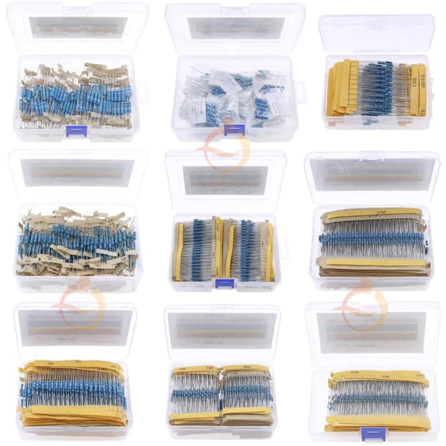 1/8W 1/4W 1/2W 1W 2W 3W 0Ω ~ 10mΩ 1% Metalen Film Weerstand Weerstand Assortiment Kit Met Doos