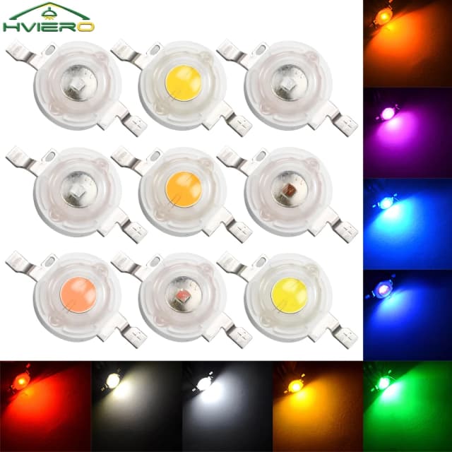 10 Stuks 1W 3W High Power Led Chip Lamp 110-120LM Kraal Lijn Emitter Diode Wit rood Groen Blauw Geel Diy Led Licht Decoratie