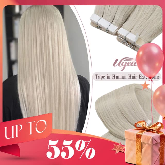 Ugeat Tape in Hair Extensions Menselijk Haar Echte Natuurlijke Braziliaanse Remy Haar Steil Naadloze Huid Inslag Voor Vrouwen Balayage 20 P/40 P