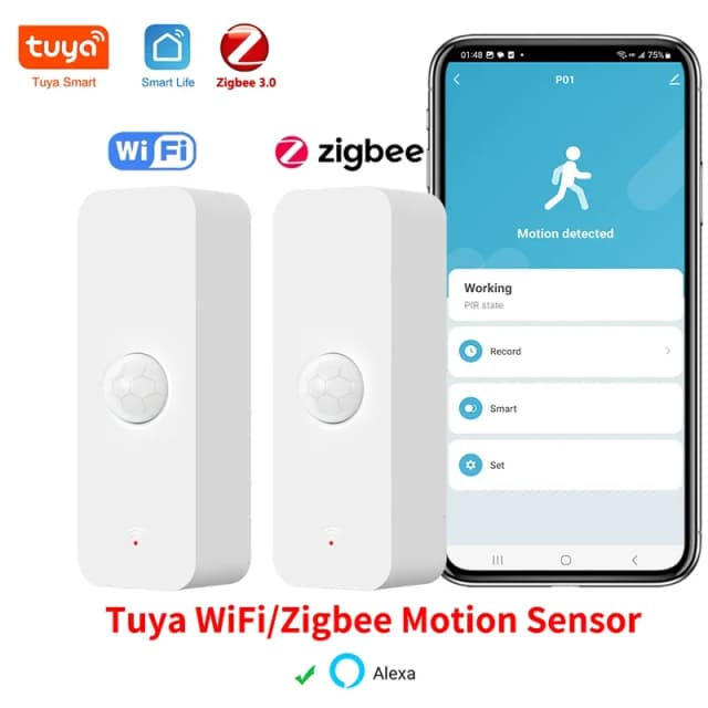 Tuya WiFi Zigbee PIR Bewegingssensor Smart Home Menselijk lichaam Infrarooddetector Beveiliging Smart Life Werkt met Alexa Google Home