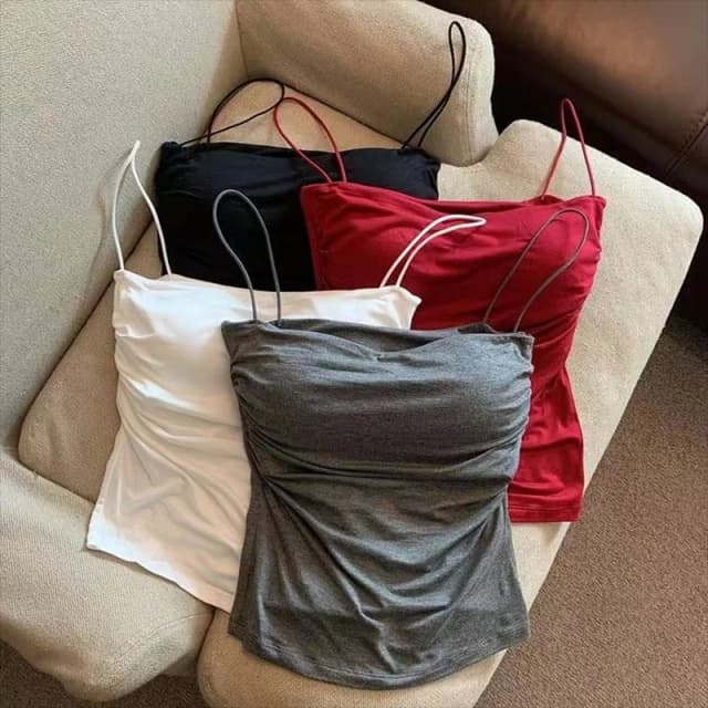 Nieuwe dames haltertop zomer Koreaanse stijl trend mode ingebouwde damesbeha stretch dames strand alledaagse casual tanktop