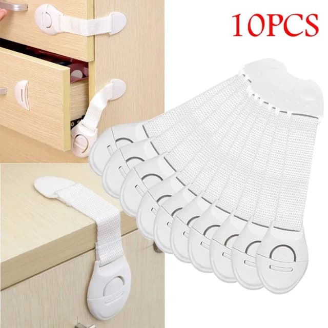 10 stuks Baby Veiligheidsgrendel Lade Singels Veiligheidsslot Multifunctionele Bescherming Doek Riemslot Ladeslot Kastdeursloten