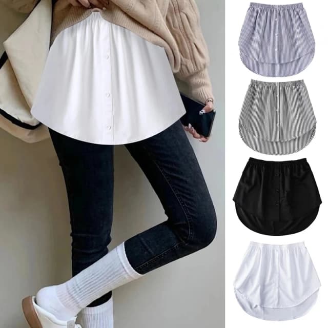 Dames Meisjes Shirt Blouse Extender Verstelbare gelaagdheid Faux Top Lagere Sweep Minirok Valse zoom Splitsende onderrok