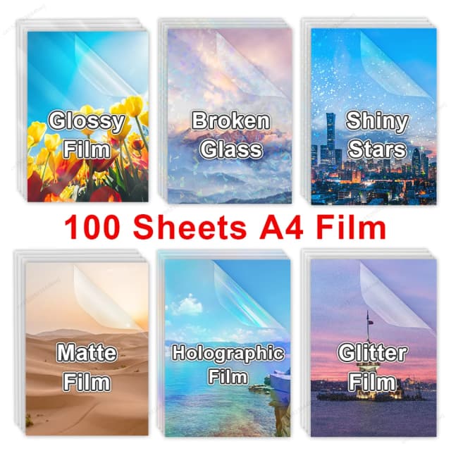 100 Vellen Koud Lamineren Film A4-formaat Sterren Heldere Zelfklevende Waterdichte Regenboog Transparante Overlay Foto Lamineren Film