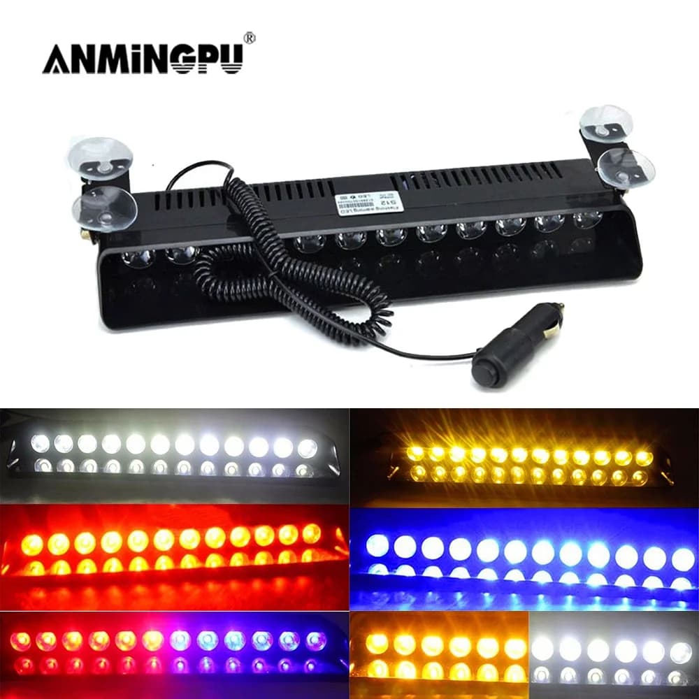 ANMINGPU Nood LED Stroboscoop Politie voor Auto Vrachtwagen Rood Blauw Amber Wit LED Knipperlicht Waarschuwingslamp Auto Licht Montage