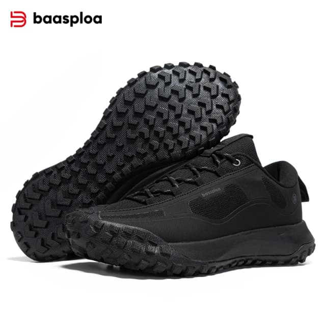 Baasploa Heren Wandelschoenen Casual Lichtgewicht Wandelschoenen Met Veters Heren Outdoor Waterdichte Campingbestendige Antislip Sneakers