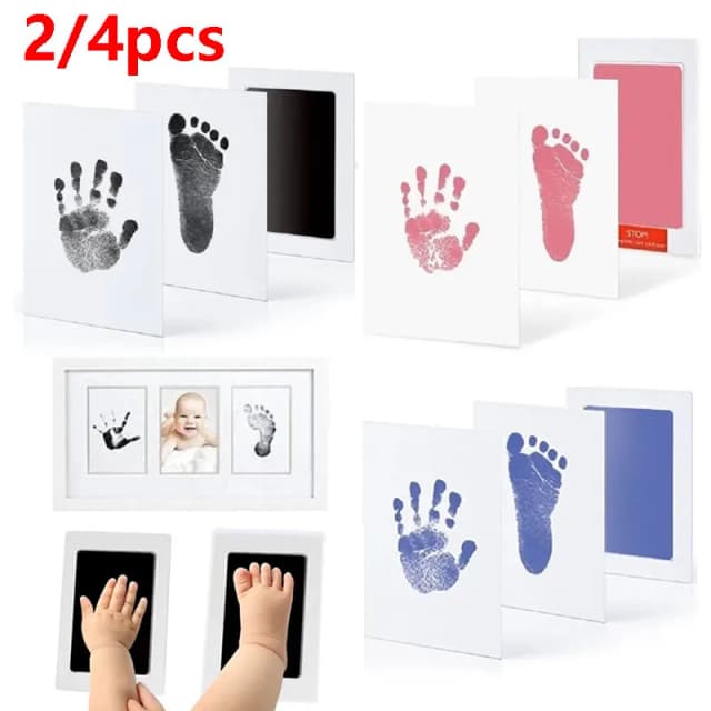 2/4pc Baby Handafdruk Voetafdrukken Inktkussens Veilig Niet-giftig No-Touch Huid Inktloos Stempelkussen Kits Huisdier Kat Hond Pootafdrukken Souvenirs Geschenken
