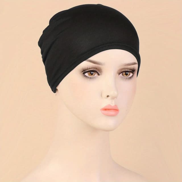 1pc Effen Kleur Eenvoudige Tulband Cap Elastische Binnenkap Hoofd Wraps Casual Motorkap Underscarf Ramadan Hijab Hoofddoek Chemo hoeden