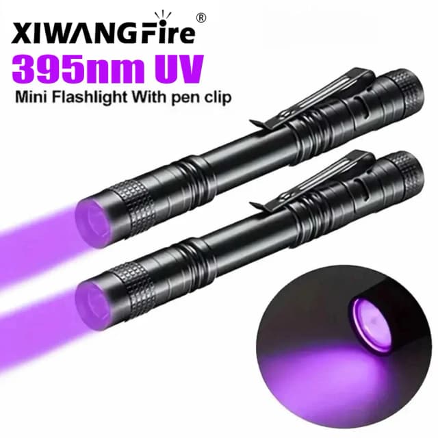UV Zaklamp 395nm Ultraviolette Zaklamp Met Pen Clip Draagbare AAA Batterijen Gebruikt Violet Licht Huisdier Urine Schorpioen Detector UV Lamp