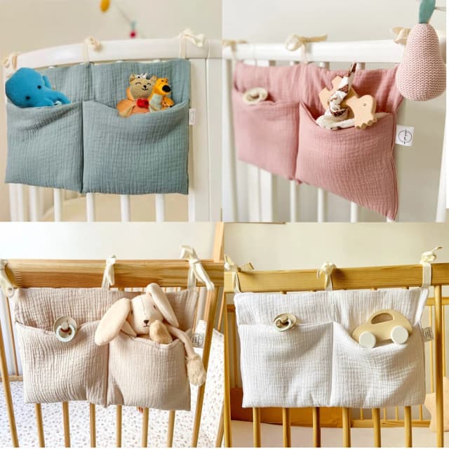 Babybedje Organisator Wieg Caddy Bed Opbergtas 2 Zakken Nachtkastje Opknoping Luier Kwekerij Speelgoed Tas Luiers Wandelwagen Organiseren