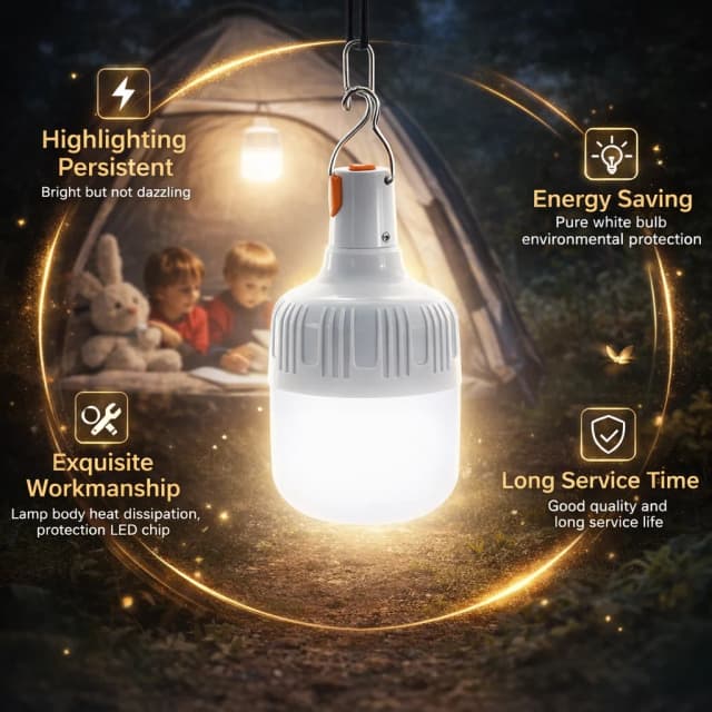Draagbare oplaadbare LED-kampeerlamp met haak Dimbare tentlantaarn USB-opladen Multifunctionele nood-LED-lamp voor buiten