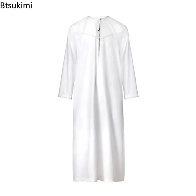 2025 Abaya Islamitische Mannen Gewaad Moslim Jurken Djellaba Eenvoudige Mode Applique Shirts Arabische Jurk Mannen Etnische Kleding Gift Thobe