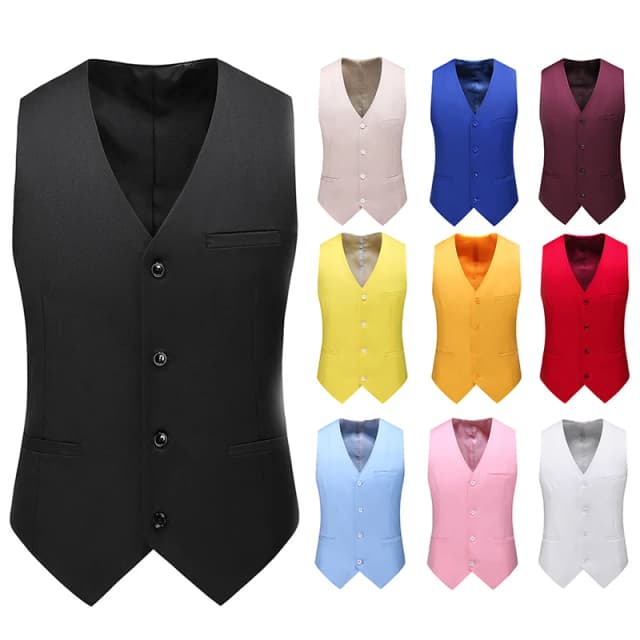 Vest Voor Mannen 17 Kleuren Effen Kleur Slanke Enkele Breasted Vest Business Fashion Casual Hoge Kwaliteit Mannen Kleding Pak Vesten