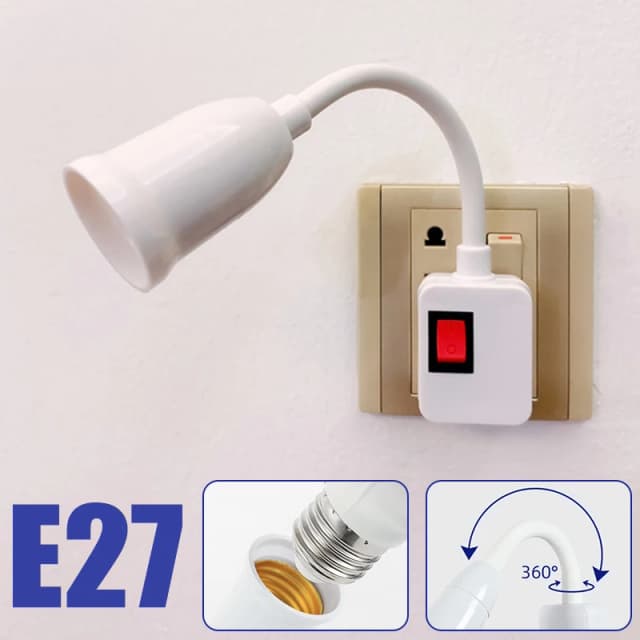 Directe plug-in roterende lampkop E27-fitting Lamphouder met schakelaar EU US-stekker Lamphouder LED-tafellamp Led-basis Lampvoet