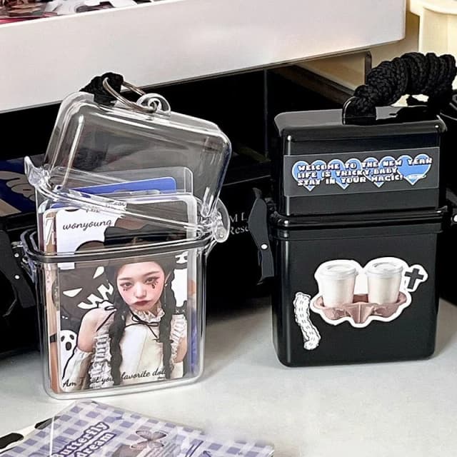 Ins Toploader Fotocards Opbergdoos Kpop Idool Foto Kaarthouder Dozen Kawaii Album Case Container Draagbare Huls Opbergdoos