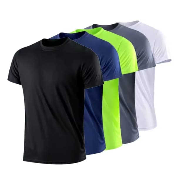 Heren sneldrogend gym-hardloopshirt met korte mouwen, vochtafvoerend, ronde hals, trainingsoefening, gym, sportshirt, tops, lichtgewicht