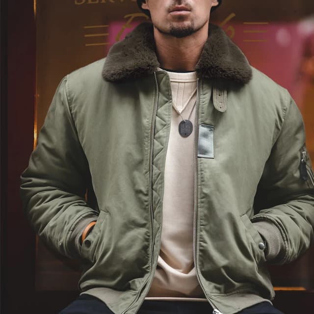 Maden Vintage B15 Bomberjack voor Mannen Faux Konijnenbont Revers Handtekening Armzak Winter Verdikte Warme Winddichte Jas Parka's