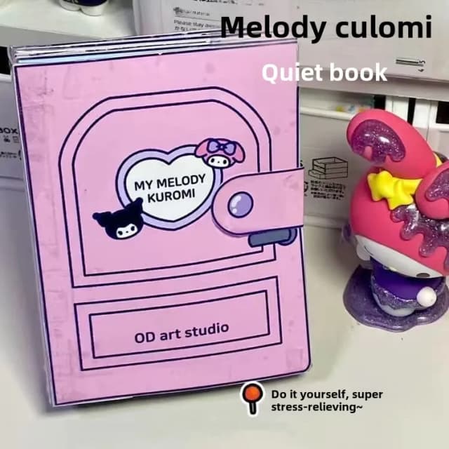 Rustig boek DIY Sanrio Cut Free Kuromi Melody speelgoedboek Zelfgemaakt volledige set Cut Free Rustig boek