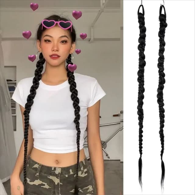 Gesimuleerde Paardenstaart Synthetische Pruik Voor Vrouwen Sweet Cool Dagelijks Boksen Vlechten Accessoires Vlechten Gemakkelijk Te Dragen Paardenstaart Pruik 70Cm