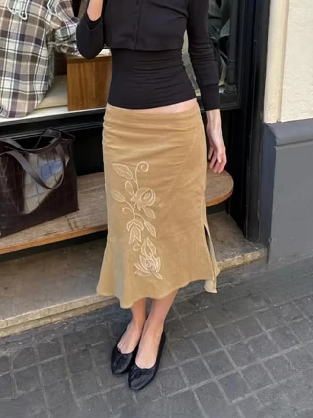 Tossy zomer vintage bedrukte lange rok vrouwelijke hoge taille woon-werkverkeer zijsplit elegante contrastkleding slanke maxi-rok voor dames
