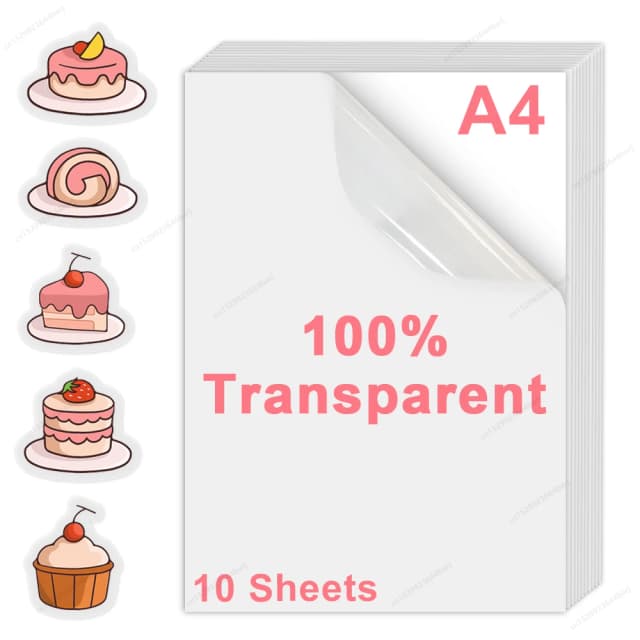 10 Vellen 100% Transparant Afdrukbaar Vinyl Sticker Papier zelfklevend A4 Glanzend Wit Kopieerpapier voor Inkjet Printer DIY stickers