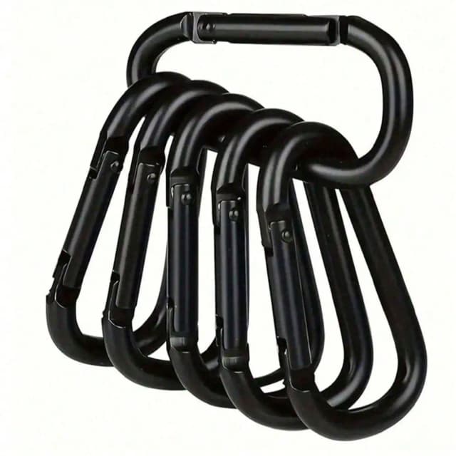 Versatile 6-delige zwarte Hook-Wanderschnalle van Type D voor buiten: duurzaam