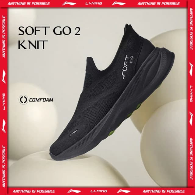 Li-Ning Heren SOFT GO 2 KNIT Instapper Casual wandelschoenen Kussen Comfortabel Stabiele voering Mesh Jogging Dagelijkse sport Sneakers AGLV017