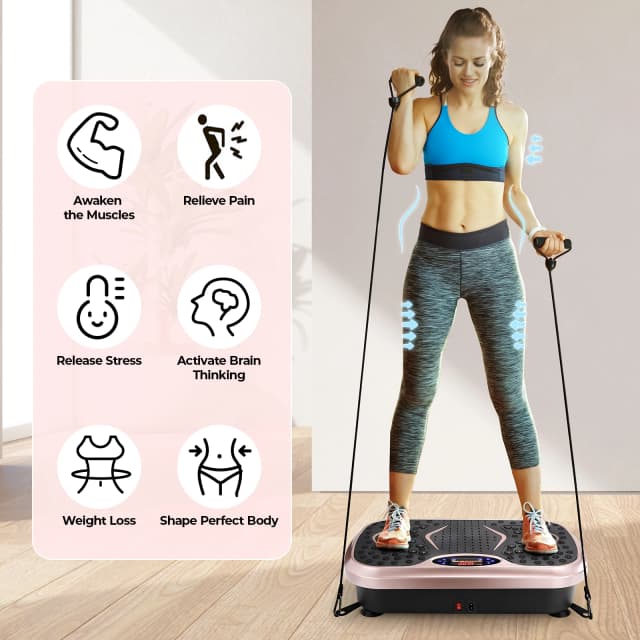 Trilplaat-oefenmachine - Trillingsfitnessplatform voor het hele lichaam met lusbanden - Trainingsapparatuur voor thuis