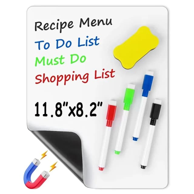 A4-formaat droog uitwisbaar wit bord voor koelkaststicker Magnetisch whiteboard, draagbare 11,8 "x 8,2" planner voor koelkast