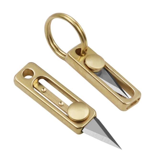 Mini Messing Push Mes Sleutelhanger Draagbare Edc Sleutelhanger Hanger Uitpakken Express Opener Outdoor Camping Tool Mini Mes Sleutelhanger